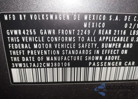 2012 Volkswagen Jetta 2.0L Tdi from USA, damaged, VIN 3VW3L7AJ2CM380106